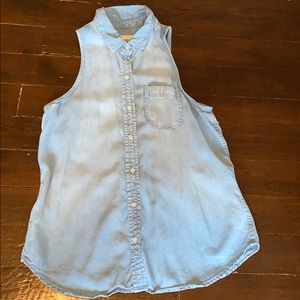 Blue jean cutoff tank top